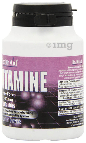Healthaid L-Glutamine 500mg Tablet: Buy bottle of 60.0 tablets at    in India | 1mg