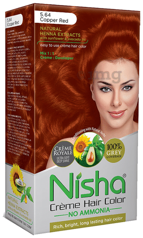 Nisha Creme Hair Color Copper Red: Buy box of 120 gm Cream at best price in  India | 1mg