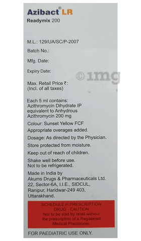 Azibact LR Readymix 200 Oral Suspension image