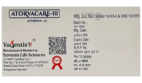 Atorvacare 10mg Tablet image Atorvacare 10mg Tablet image