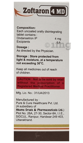 Zoftaron 4mg Tablet MD image