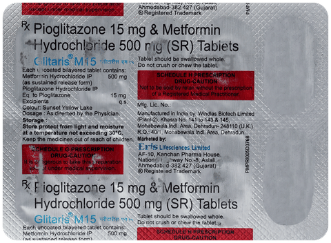 Glitaris M 15 Tablet SR image