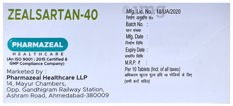 Zealsartan 40 Tablet