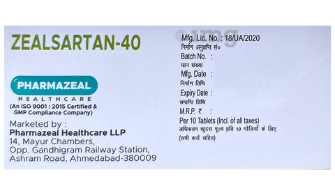 Zealsartan 40 Tablet image
