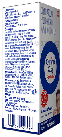 Otrivin Oxy Fast Relief Adult Nasal Spray Buy bottle of 10.0 ml