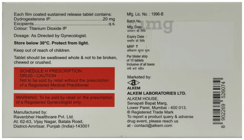 Dydrosure 20mg Tablet SR image