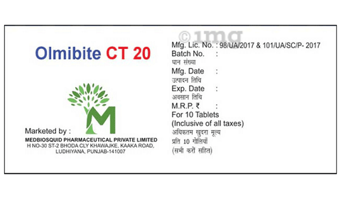 ओल्मिबाइट सीटी 20 टैबलेट image ओल्मिबाइट सीटी 20 टैबलेट image