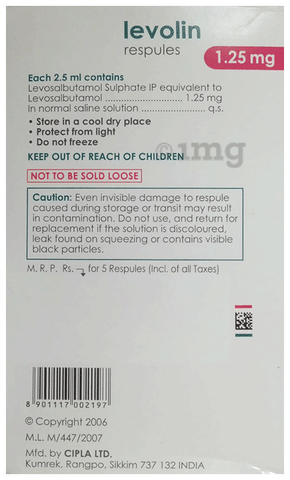 Levolin 1.25mg Respules image Levolin 1.25mg Respules image