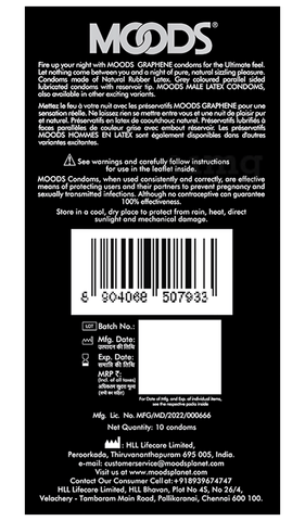 MOODS Graphene Condom with 3 moods Lube Sachet Free: Buy box of 10.0 condoms  at best price in India