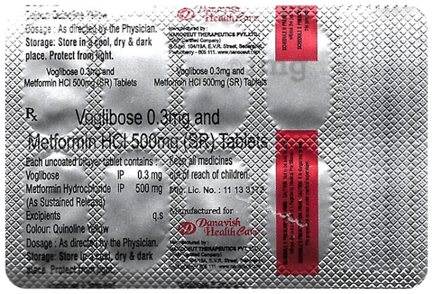 Danavish Metformin+Voglibose 500mg/0.3mg Tablet SR