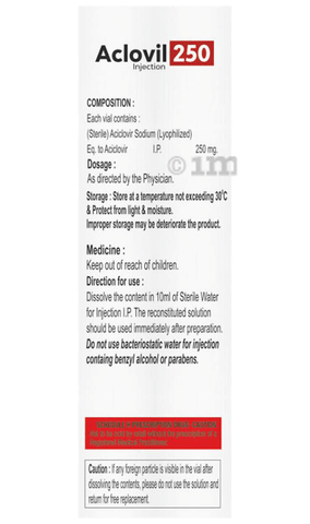 Aclovil 250mg Injection image