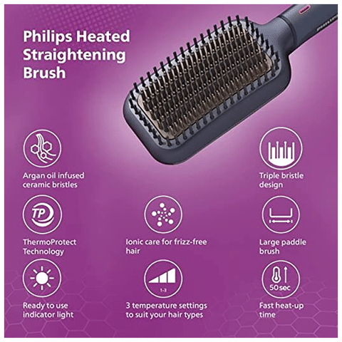 PHILIPS BHH730 BHH730/00 (Dark Wine Color) Naturally Heated, Silk Protect  technology, Hair Straightener Brush - PHILIPS : Flipkart.com