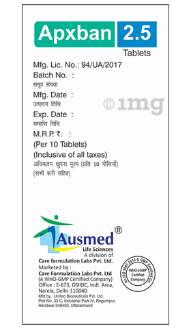Apxaban 2.5 Tablet image