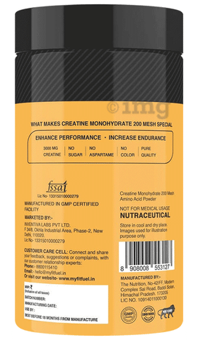 MyFitFuel Creatine Monohydrate 200 Mesh Powder Unflavoured: Buy