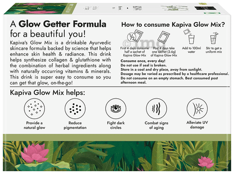 Kapiva Skin Foods Glow Mix | Ayurvedic Collagen Powder with Glutathione & Hyaluronic Acid | (3.6gm Each): Buy box of 30.0 Sachets at in India | 1mg Kapiva Skin Foods Glow Mix | Ayurvedic Collagen Powder with Glutathione & Hyaluronic Acid | (3.6gm Each): Buy box of 30.0 Sachets at in India | 1mg