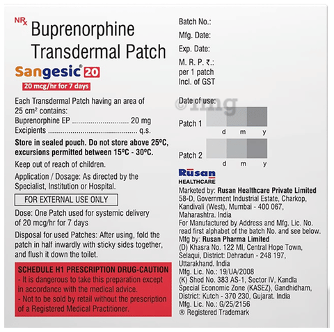 Sangesic 20 Transdermal Patch image