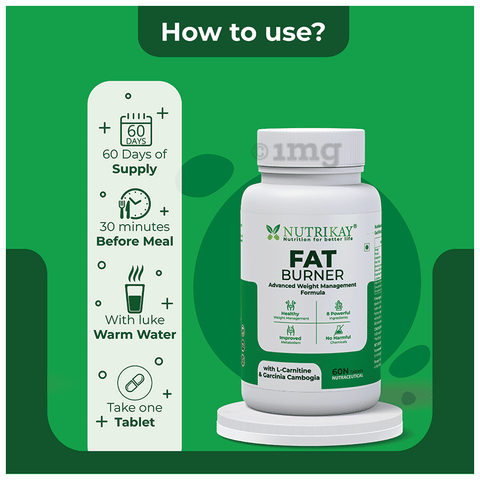 Nutrikay Fat Burner Tablet with L-Carnitine & Garcinia Cambogia (60 Each): Buy combo pack of 2.0 bottles at best price in India | 1mg Nutrikay Fat Burner Tablet with L-Carnitine & Garcinia Cambogia (60 Each): Buy combo pack of 2.0 bottles at best price in India | 1mg