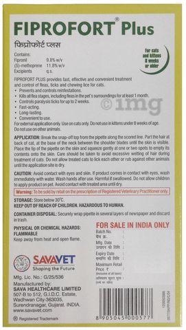 Fiprofort Plus Pet Solution For Cats & Kittens 8 Weeks or Older image Fiprofort Plus Pet Solution For Cats & Kittens 8 Weeks or Older image