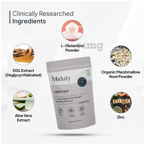 Miduty Leaky Gut Support | L-Glutamine, Acidity, Bloating, Digestion  ,Probiotic Powder: Buy packet of 300.0 gm Powder at best price in India