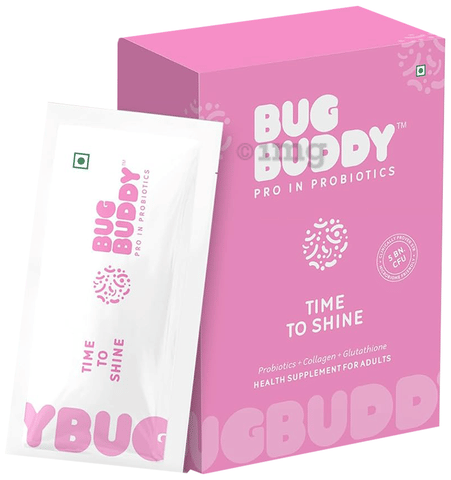 Bug Buddy Pro in Probiotics Time to Shine (4gm Each) | Collagen &  Glutathione Supplement Orange: Buy box of 15.0 Sachets at best price in  India | 1mg
