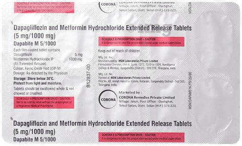 Dapabite M 5mg/1000mg Tablet