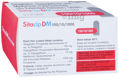 Sitacip DM 10mg/1000mg/100mg Tablet ER
