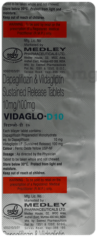Vidaglo D 10mg/100mg Tablet image Vidaglo D 10mg/100mg Tablet image