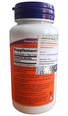 Now Extra strength Melatonin 10mg Veg Capsule: Buy bottle of 100.0 vegicaps  at best price in India