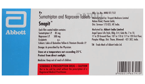 Snapit 85mg/500mg Tablet image