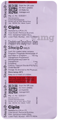 Sitacip D 5mg/100mg Tablet