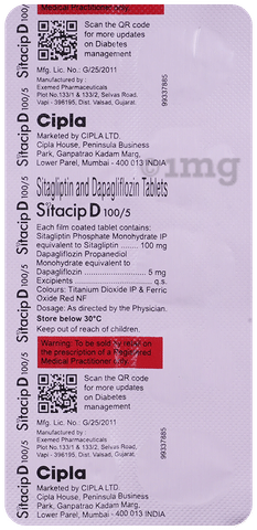 Sitacip D 5mg/100mg Tablet image Sitacip D 5mg/100mg Tablet image