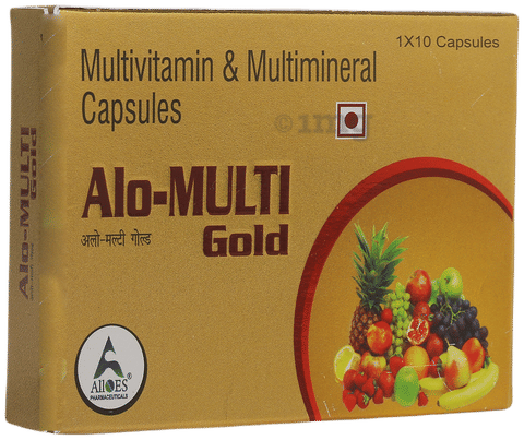 Alloes Alo Multi Gold Capsule with Multivitamin and Multiminerals Capsule:  Buy strip of 10.0 capsules at   in India | 1mg
