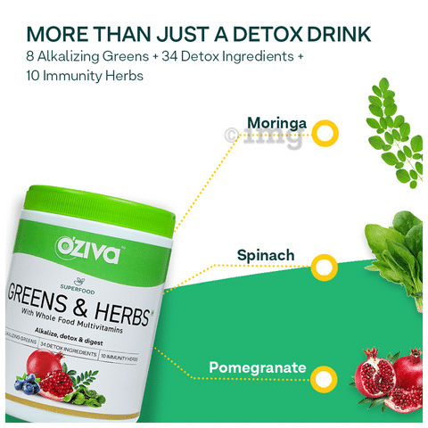 Oziva Superfood Greens & Herbs Powder for Better Metabolism ...