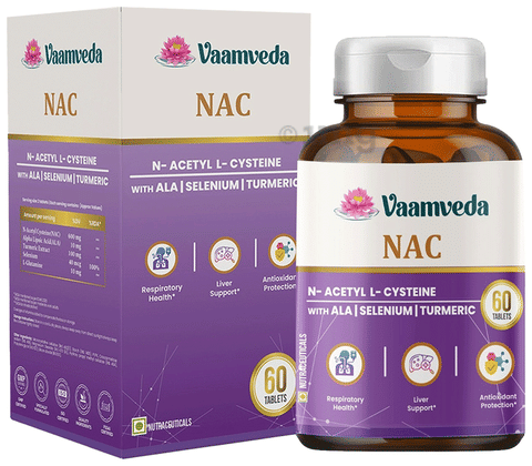 Vaamveda NAC N-Acetyl L-Cysteine Supplement with ALA, Turmeric Extract  Tablet: Buy bottle of 60.0 tablets at best price in India