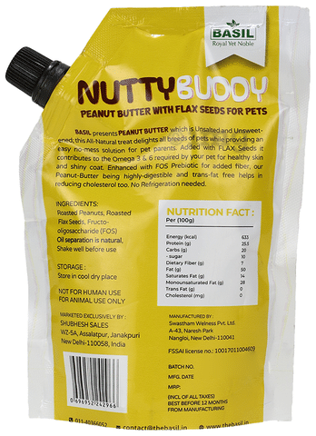 Basil Nutty Buddy Peanut Butter with Flax Seeds for Dogs ...