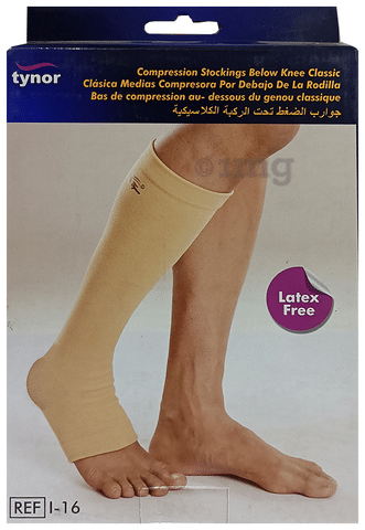Tynor I 16 Compression Stocking Below Knee Open Toe Latex Powder Free  Large: Buy box of 1.0 Pair of Stockings at best price in India