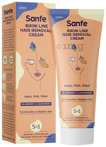 Sanfe Bikini Line Hair Removal Cream Blueberry & Grapeseed: Buy tube of 100  ml Cream at best price in India | 1mg