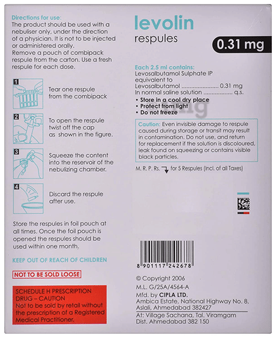 Levolin 0.31mg Respules image Levolin 0.31mg Respules image