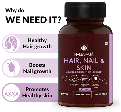 Buy #1 Hair, Skin Nails Supplement | 5000mcg of Biotin, Keratin, Collagen,  MSM, Silica & Hyaluronic to Support Hair Growth, Nail Strength and Glowing  Skin | 60 s (Non-GMO) Online at desertcartINDIA
