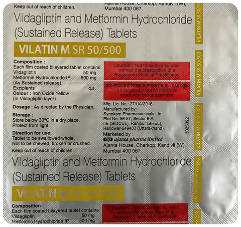 Vilatin M SR 50/500 Tablet image Vilatin M SR 50/500 Tablet image