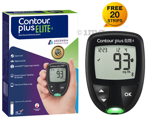 Contour Plus Blood Glucose Monitoring System with 25 Contour Plus Blood  Glucose Test Strips Free