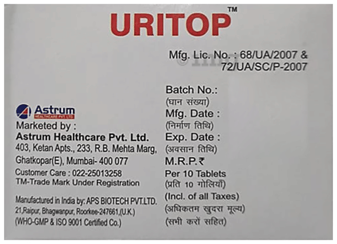 Uritop 100mg Tablet image