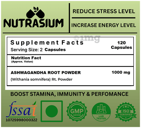 Nutrasium Ashwagandha Max 1000 mg Capsule For Support Energy