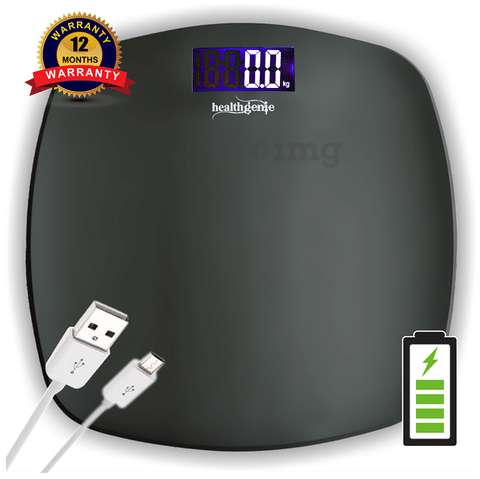 Healthgenie Digital Personal Weighing Scale with Step On Technology and USB Fibre Grey
