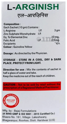 L-Arginish Sachet Lemon Orange Sugar Free