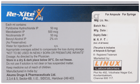 Rexite Plus 500 mcg/50 mg/50 mg Injection