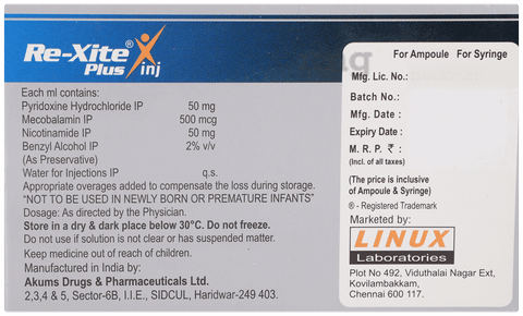 Rexite Plus 500mcg/50mg/50mg Injection image
