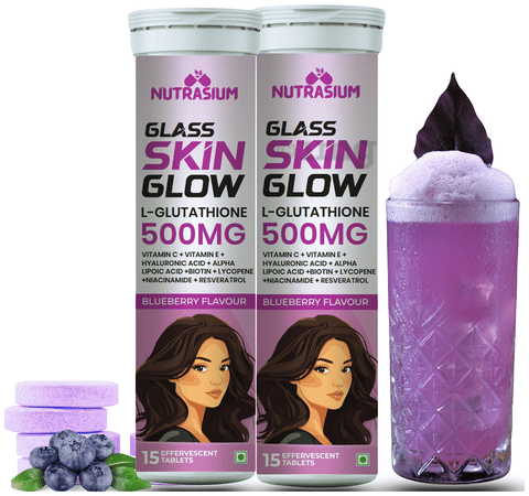 Nutrasium L-Glutathione 500 mg Effervescent Tablets (15 Each) For Skin  Whitening, Glow & Reduce Dark Spot Blueberry: Buy combo pack of 2.0 bottles  at best price in India