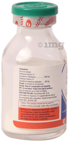 Ceftrinject S 1000mg/500mg Injection image Ceftrinject S 1000mg/500mg Injection image