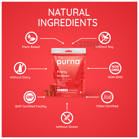 Purna Gummies Pretty Woman Glutathione Gummies | for Skin Whitening &  Immune Booster | 1 daily | Flavor Cola: Buy packet of 30.0 gummies at  𝗯𝗲𝘀𝘁 𝗽𝗿𝗶𝗰𝗲 in India